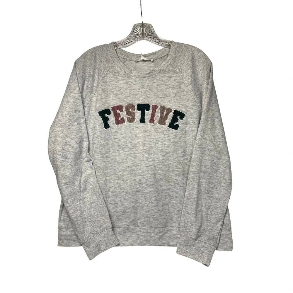 Workshop Republic Clothing "Festive" Sweatshirt | Light Gray Size‎ Large - Picture 2 of 8